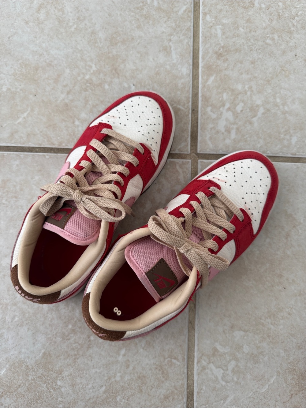 Nike Low-Top Athletic Sneakers in Red, White, Pink, Tan
